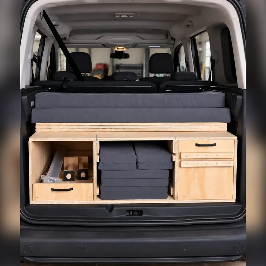 Kit camper per multispazio in pino naturale con cassetti